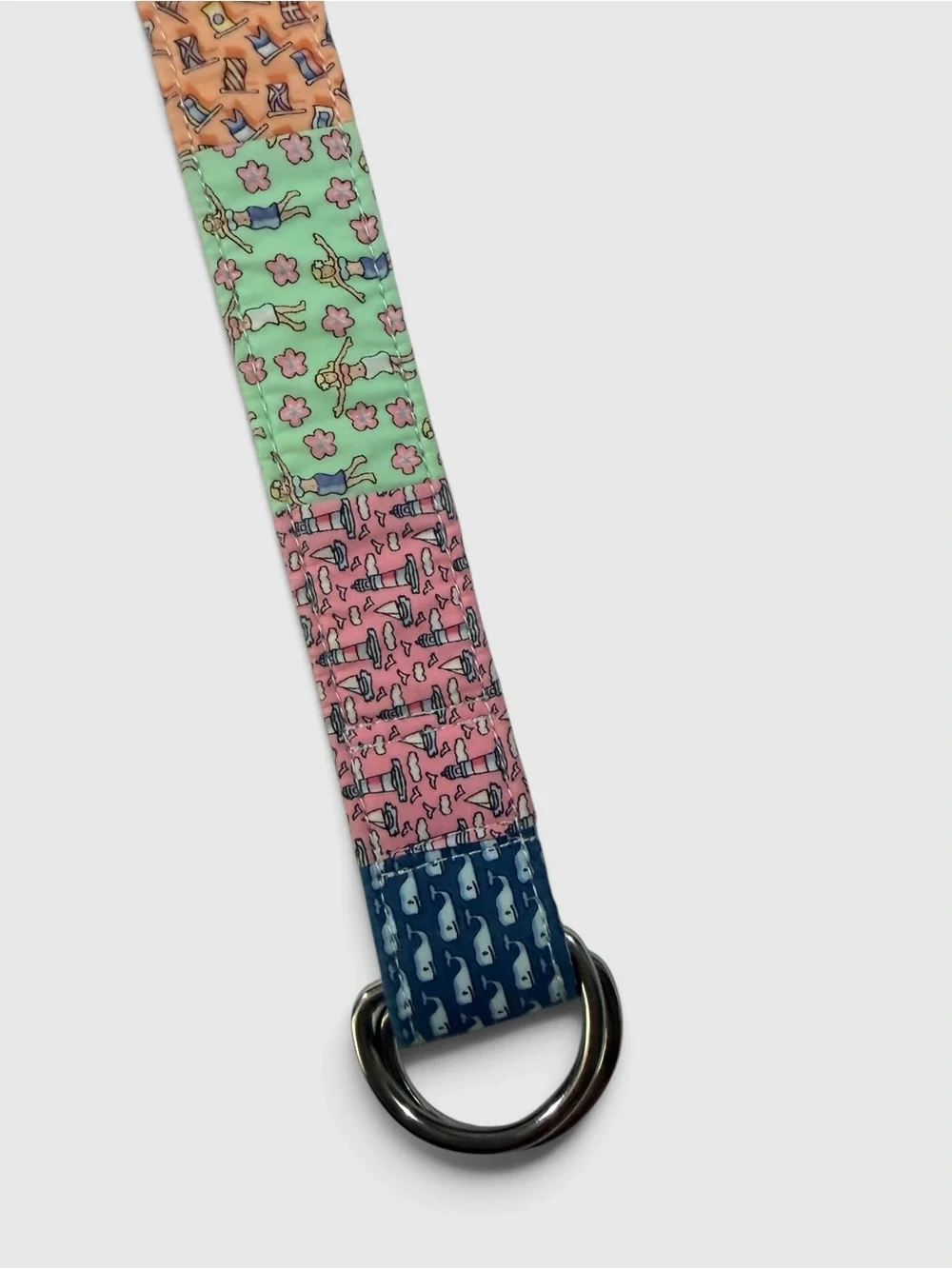 Vineyard Vines Vintage Patchwork D-Ring Belt XL Whale Lighthouse Y2K Preppy